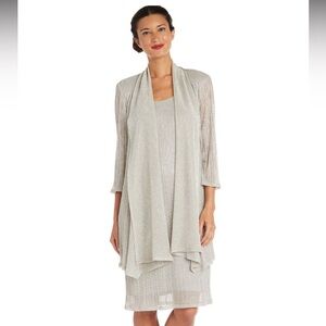 R&M Richards 2-piece Crinkle Knit Jacket & Dress Set Size 16